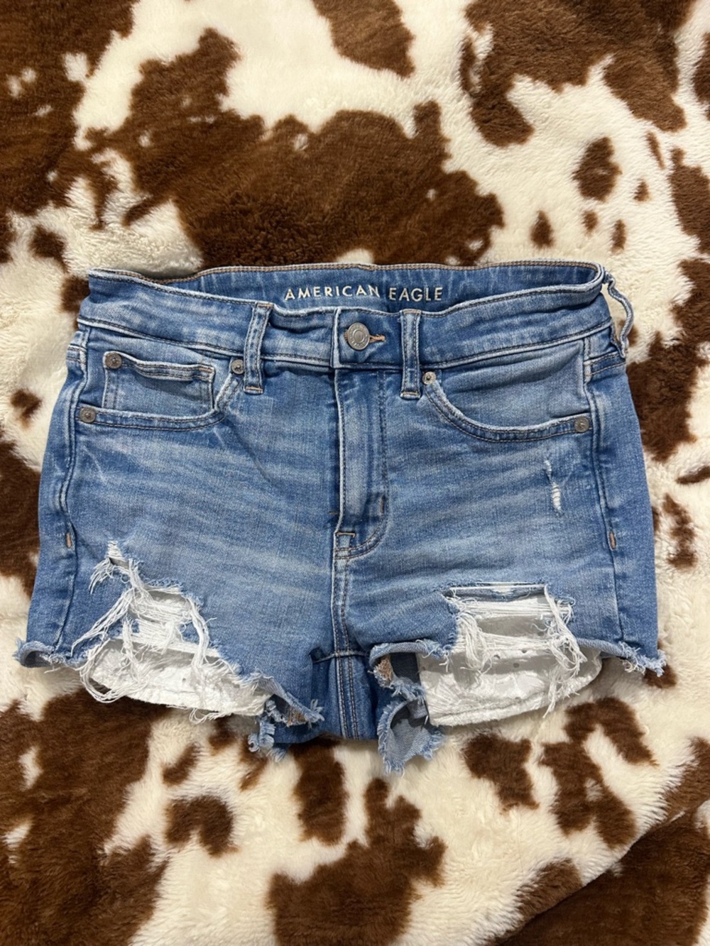 American Eagle Outfitters Distressed Blue Denim Cutoff Shorts